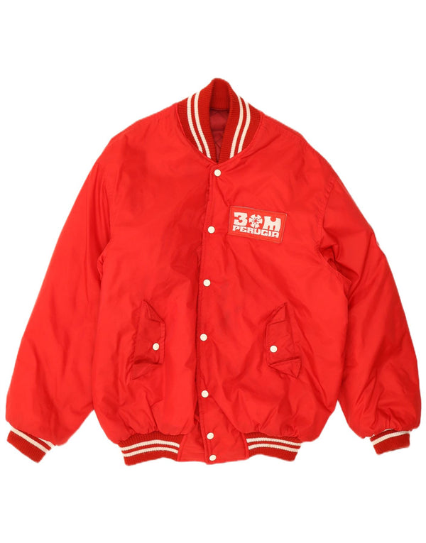 Ανδρικό Vintage Graphic Varsity Jacket UK 38 Medium Red Polyamide