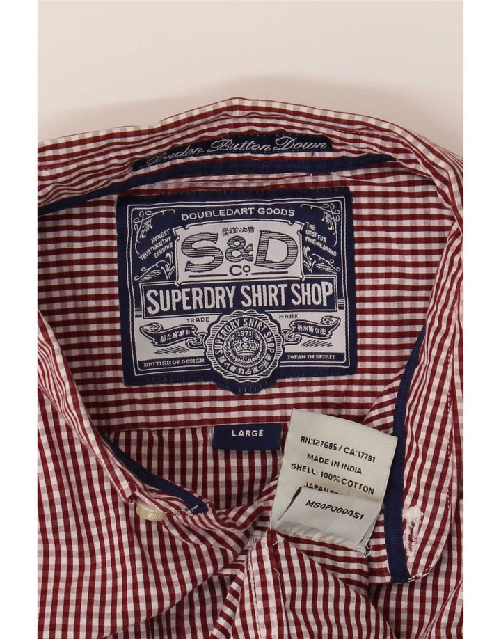 Ανδρικό πουκάμισο Superdry μεγάλο κόκκινο βαμβακερό Gingham