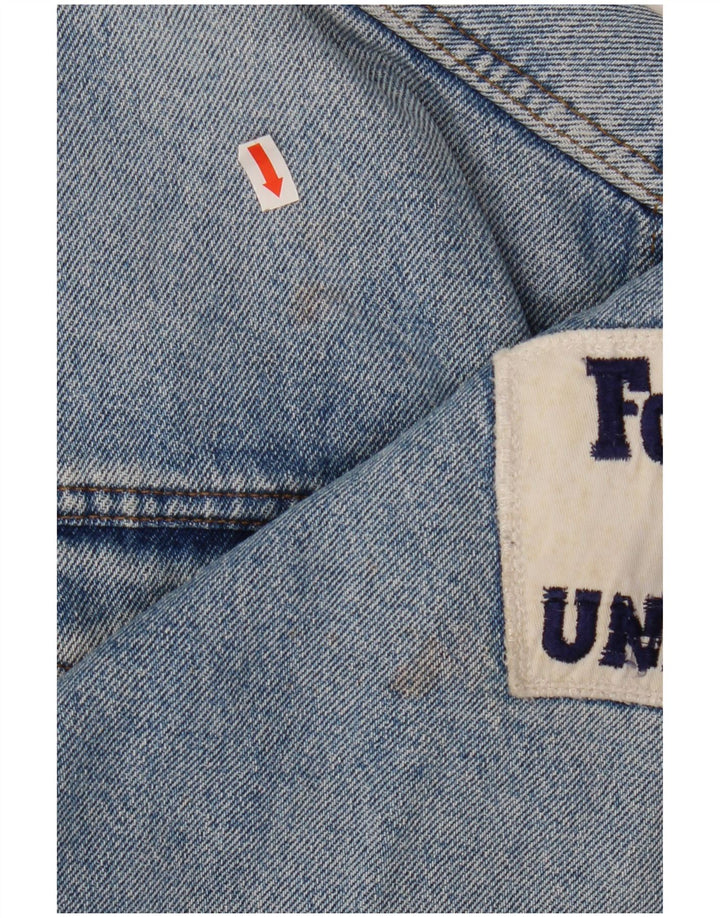 UNIFORM Γυναικείο Crop Graphic Τζιν μπουφάν UK 14 Large Blue