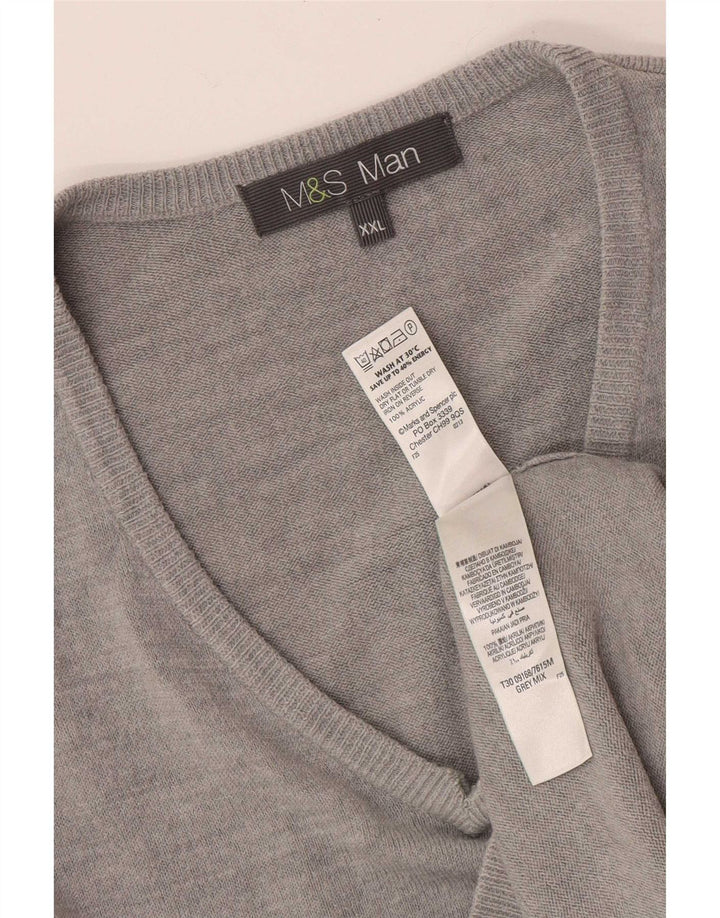Ανδρικό πουλόβερ Marks & Spencer με V λαιμόκοψη 2XL Γκρι Ακρυλικό