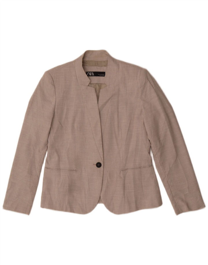 Zara Γυναικείο Μπουφάν σακάκι με 1 κουμπί EU 42 Large Grey