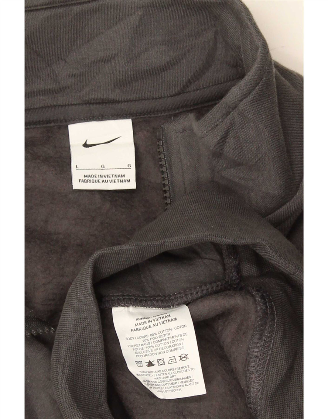 Ανδρικό φούτερ Nike με φερμουάρ με λαιμόκοψη, μεγάλο γκρι βαμβακερό