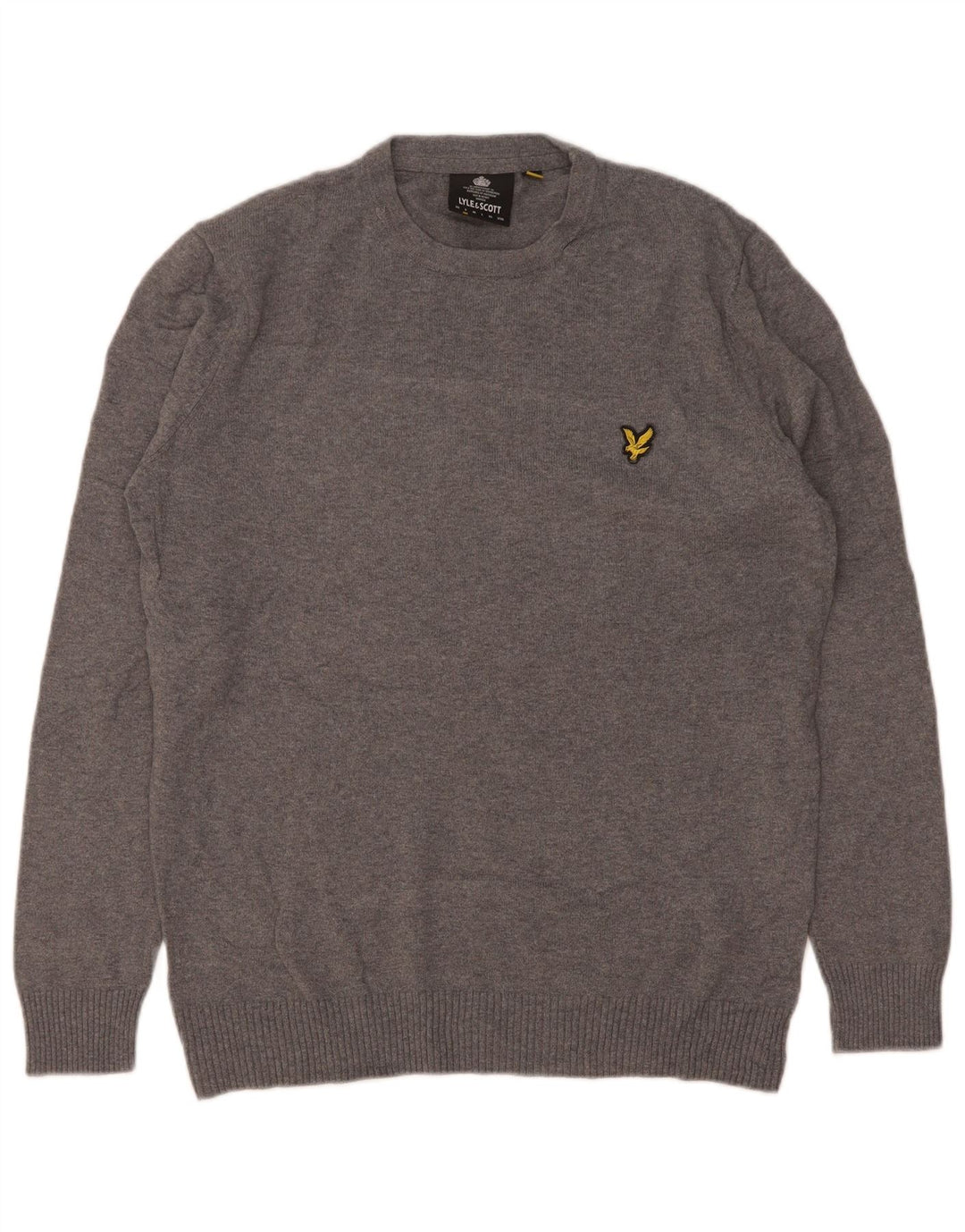 Lyle & Scott Ανδρικό πουλόβερ με λαιμόκοψη, μικρό γκρι βαμβακερό