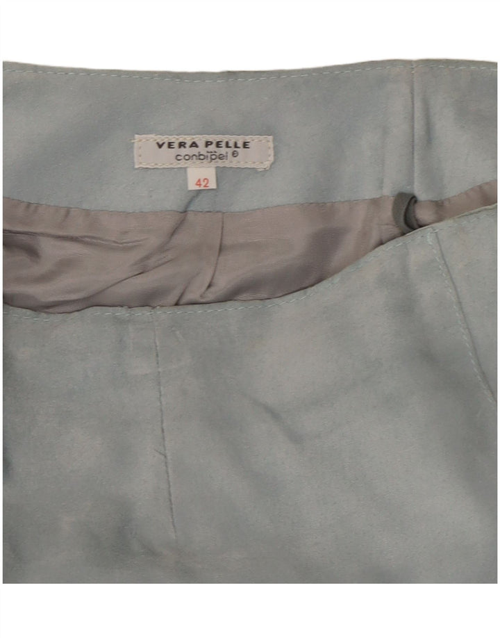 Vintage Γυναικεία Δερμάτινη Φούστα IT 42 Medium W27 Μπλε Δερμάτινη