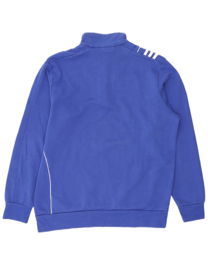 Ανδρικό φούτερ Adidas με φερμουάρ, τζάμπα, μεγάλο μπλε βαμβακερό