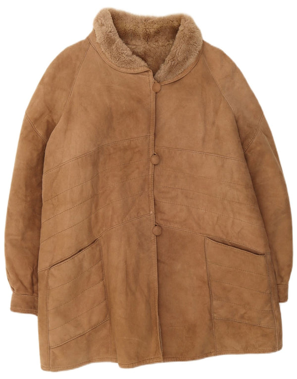 Vintage Γυναικείο Shearling Jacket UK 16 Large Brown Winter
