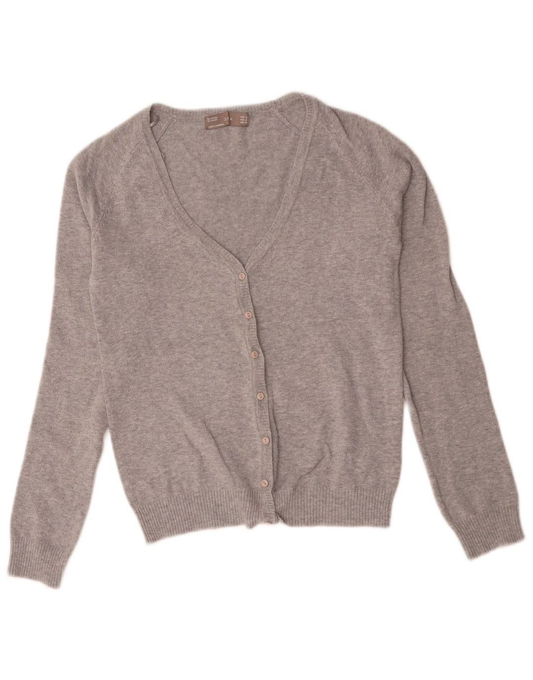 Zara Γυναικεία Ζακέτα UK 10 Small Grey Cotton