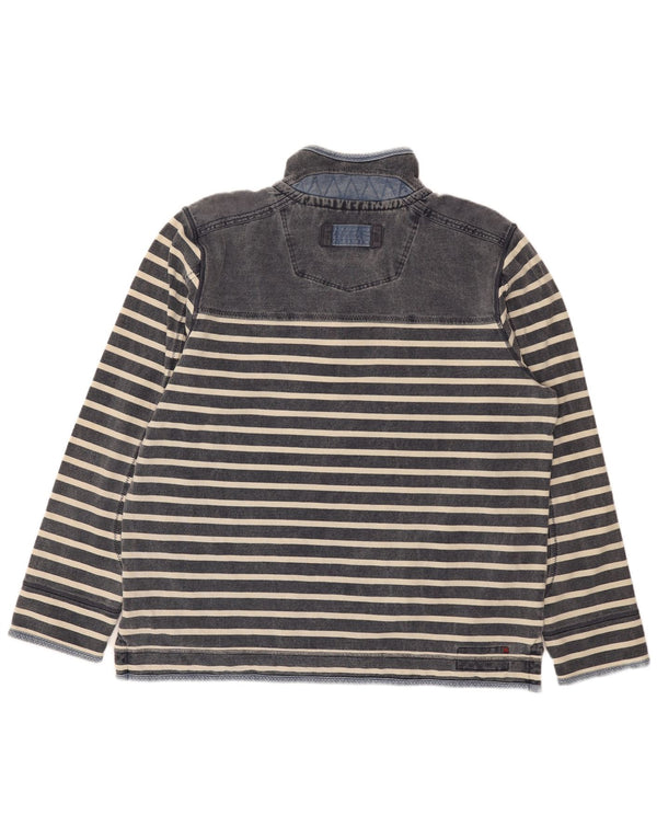 Ανδρικό φούτερ με λαιμόκοψη με φερμουάρ Face, Jumper XL, Βαμβακερό σε μπλε ριγέ