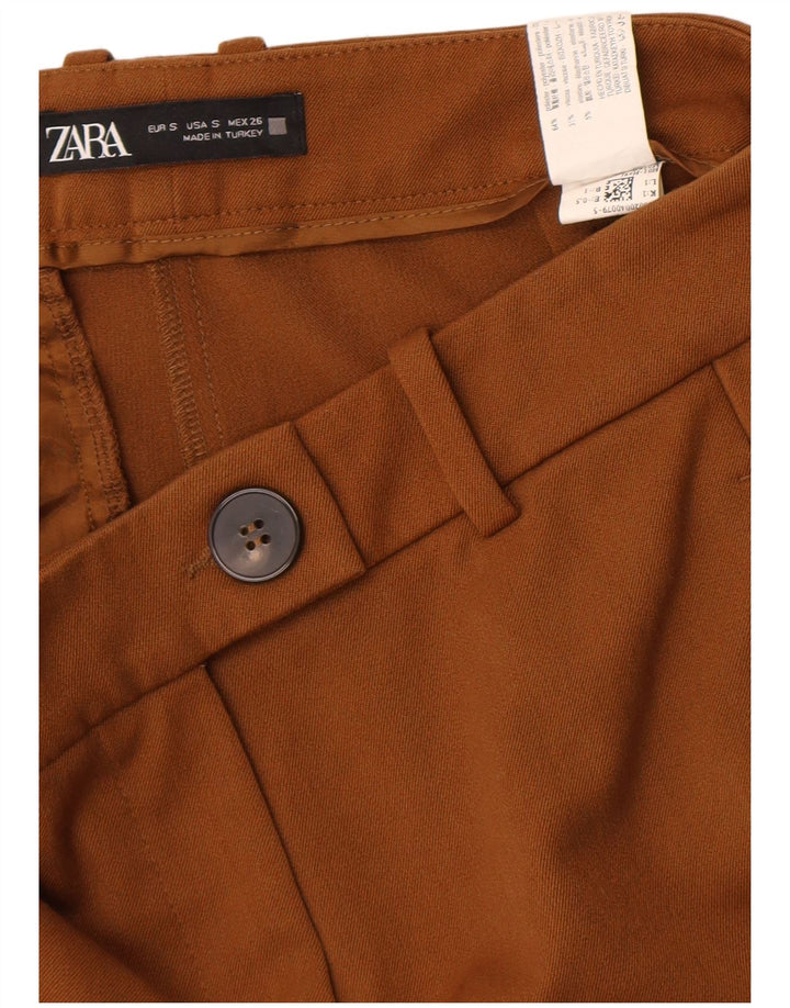 Zara Γυναικείο Παντελόνι Chino Flare Μικρό W26 L32 Καφέ Πολυεστέρας