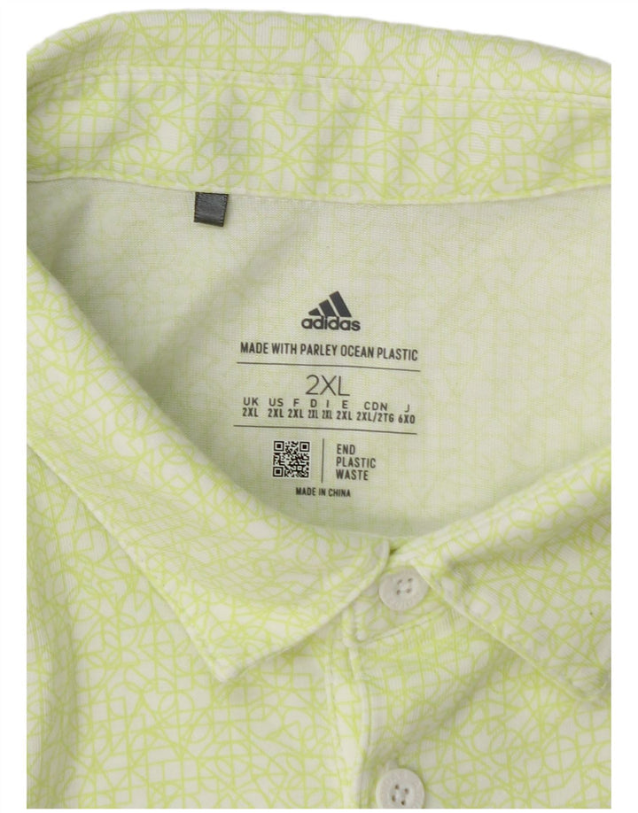 ADIDAS Mens Polo Shirt 2XL Green Geometric Polyester