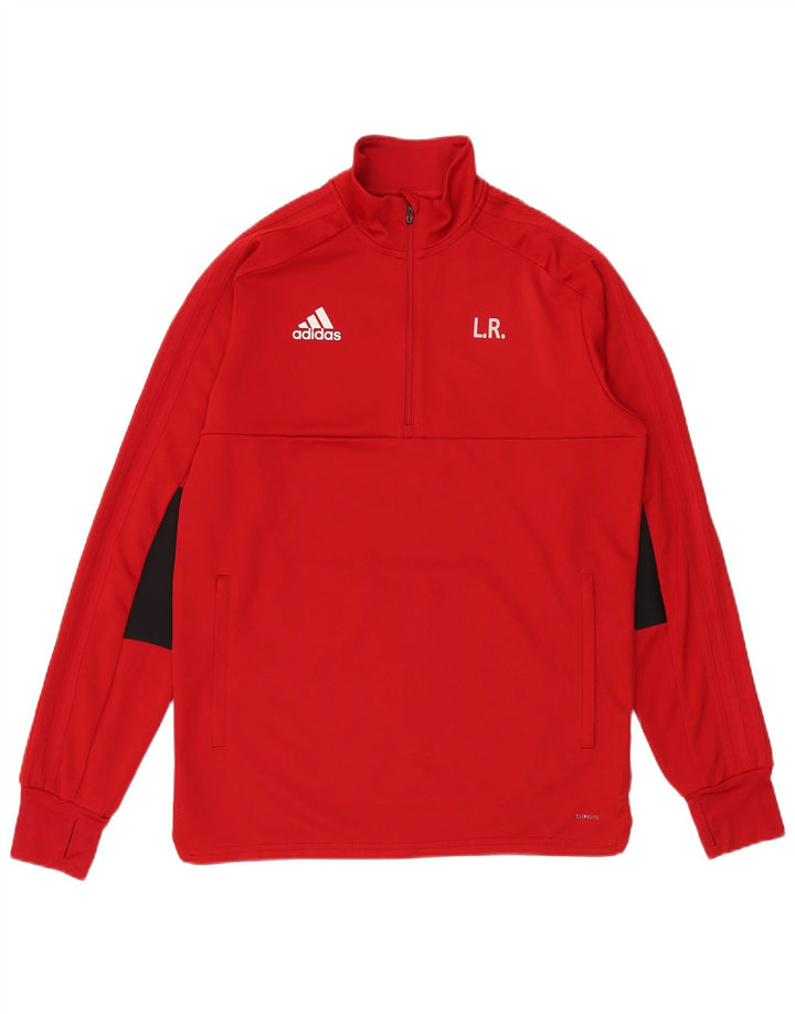 Ανδρική φόρμα αθλητικής φόρμας Adidas με γραφικό φερμουάρ με λαιμόκοψη μεσαίο κόκκινο πολυεστέρα