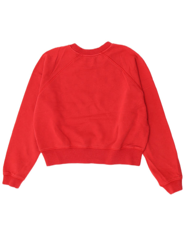Guess Womens Crop Graphic Φούτερ Jumper UK 16 Large Red