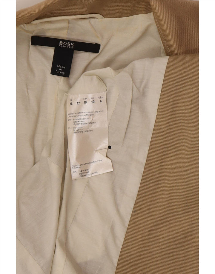 Hugo Boss γυναικείο μπλέιζερ με 3 κουμπιά μπουφάν UK 10 μικρό μπεζ βαμβακερό κλασικό