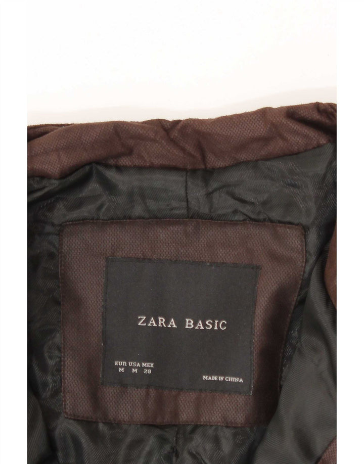 Zara Γυναικείο Crop Bomber Jacket UK 12 Μέτριο Μαύρο Μαλλί ψαροκόκαλο