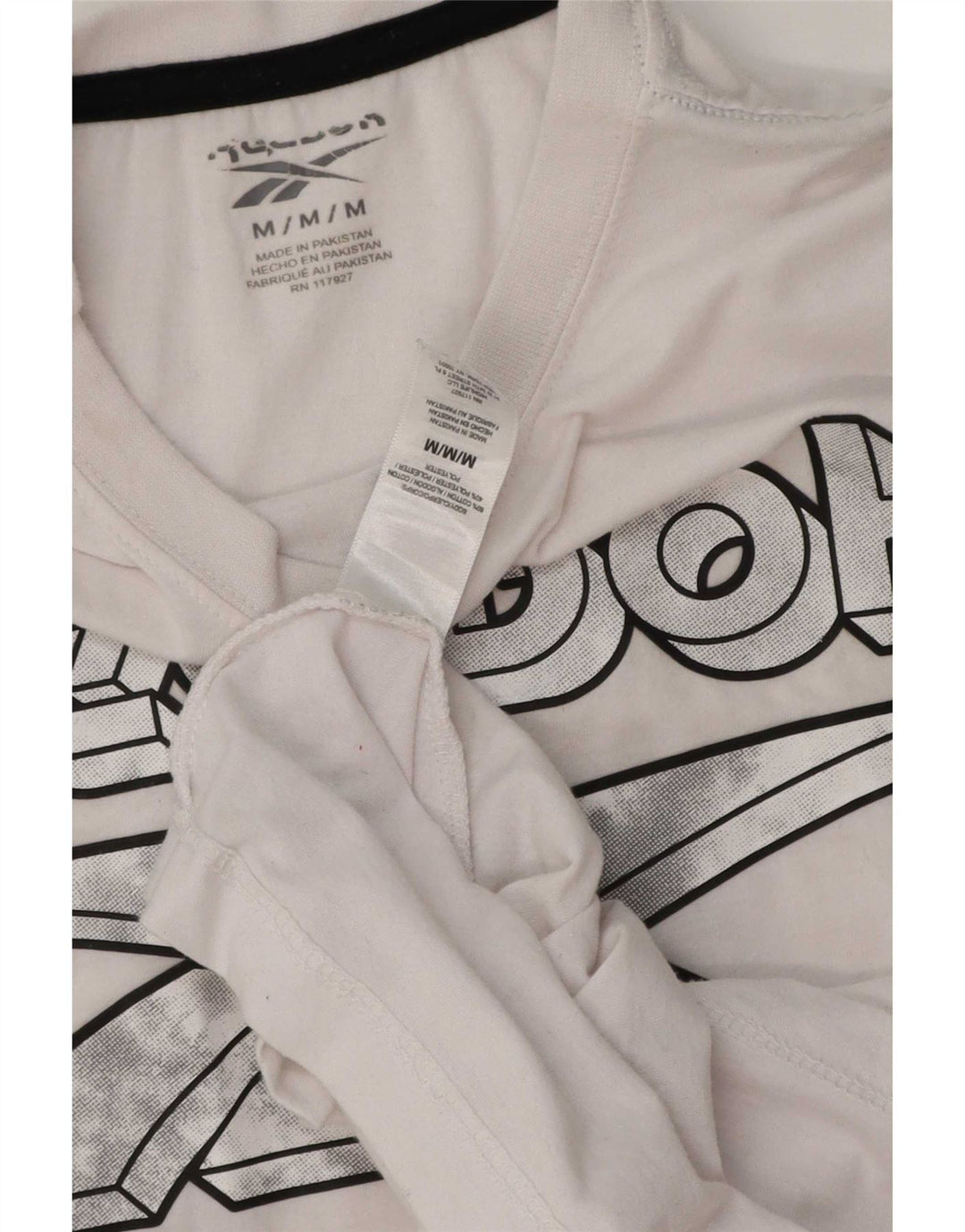 Ανδρικό γραφικό T-Shirt Reebok Top από μεσαίο λευκό βαμβακερό