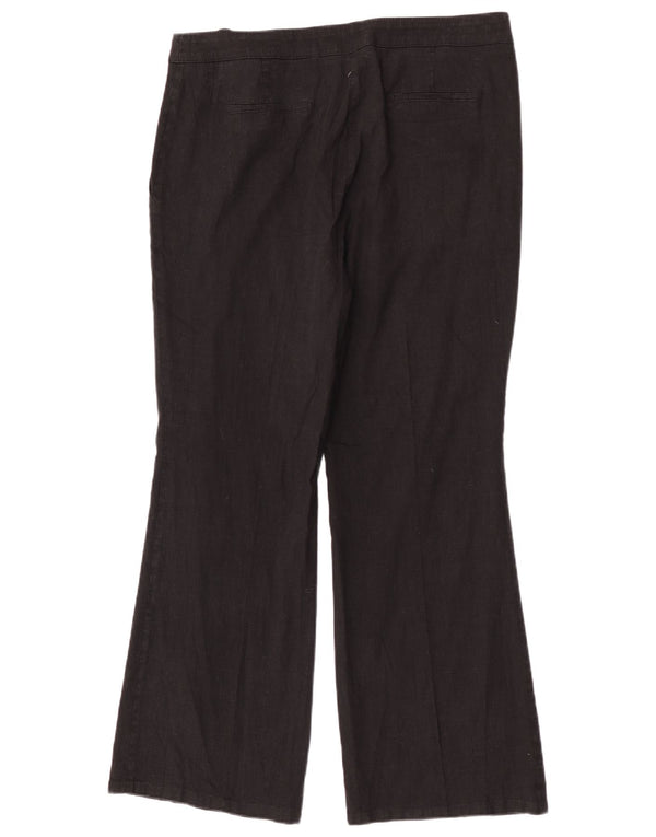 Marks & Spencer Γυναικεία Bootcut Casual Παντελόνια UK 18 XL W34 L30 Μαύρο λινό