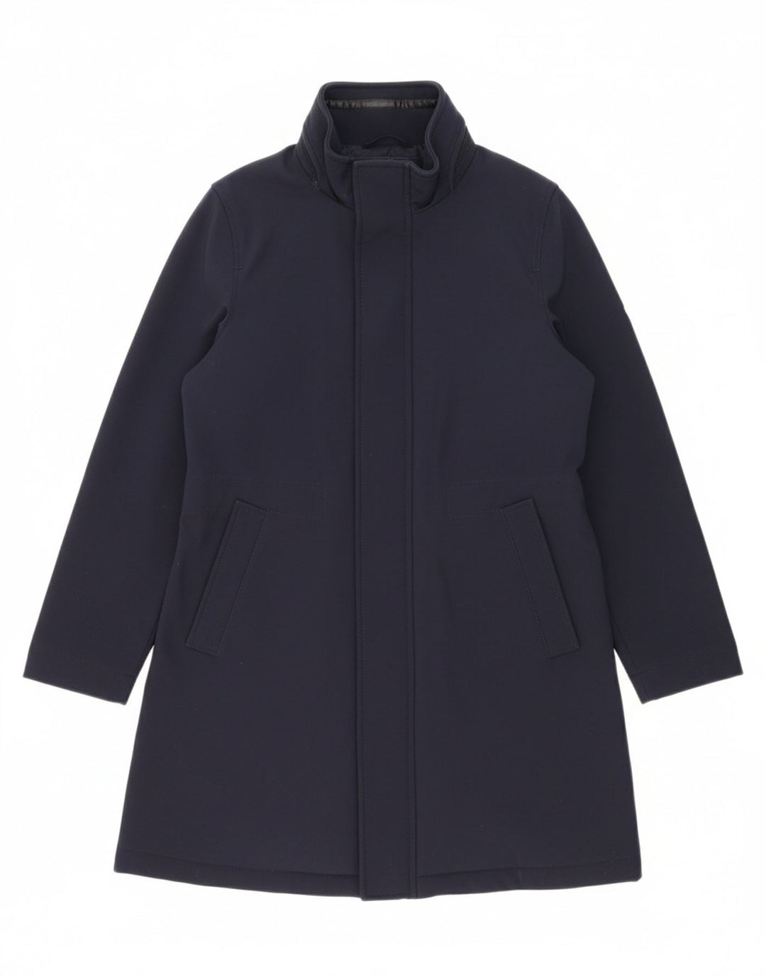 FRENCH CONNECTION Womens Overcoat UK 14 Medium Navy Blue Polyester Vintage French Connection and Second-Hand French Connection from Messina Hembry 