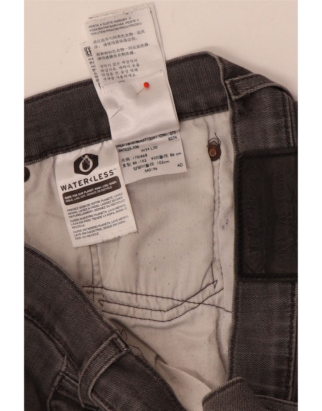 Ανδρικό τζιν Levi's Straight W34 L30 Γκρι βαμβακερό