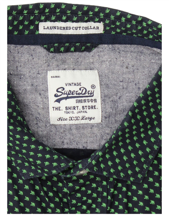 Ανδρικό γραφικό πουκάμισο SUPERDRY 2XL Navy Blue Spotted