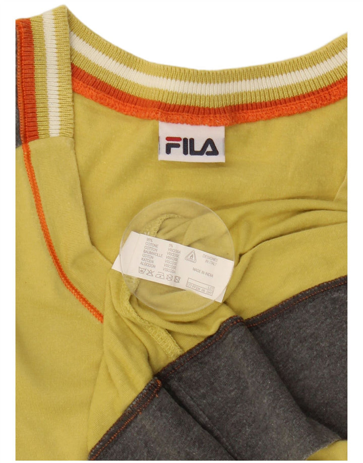 Ανδρικό γραφικό μπλουζάκι Fila Top Medium Yellow Colourblock Βαμβακερό