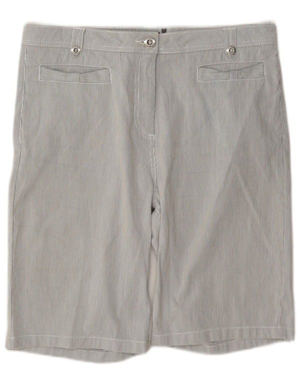 Marks & Spencer Γυναικεία βερμούδα UK 14 Large W34 Γκρι ριγέ βαμβακερό