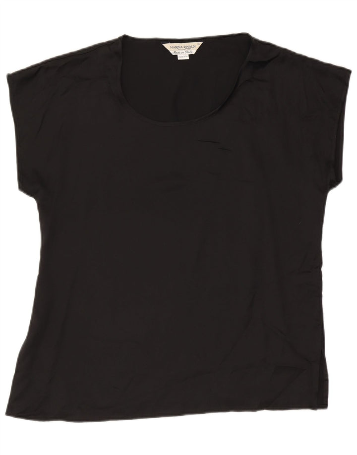 Marina Rinaldi Γυναικεία Oversized Μπλούζα Top Size 19 Small Black Silk