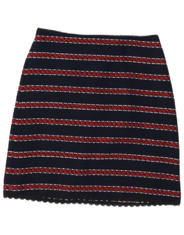 WAREHOUSE Womens Mini Skirt UK 8 Small W26  Navy Blue Striped Polyester