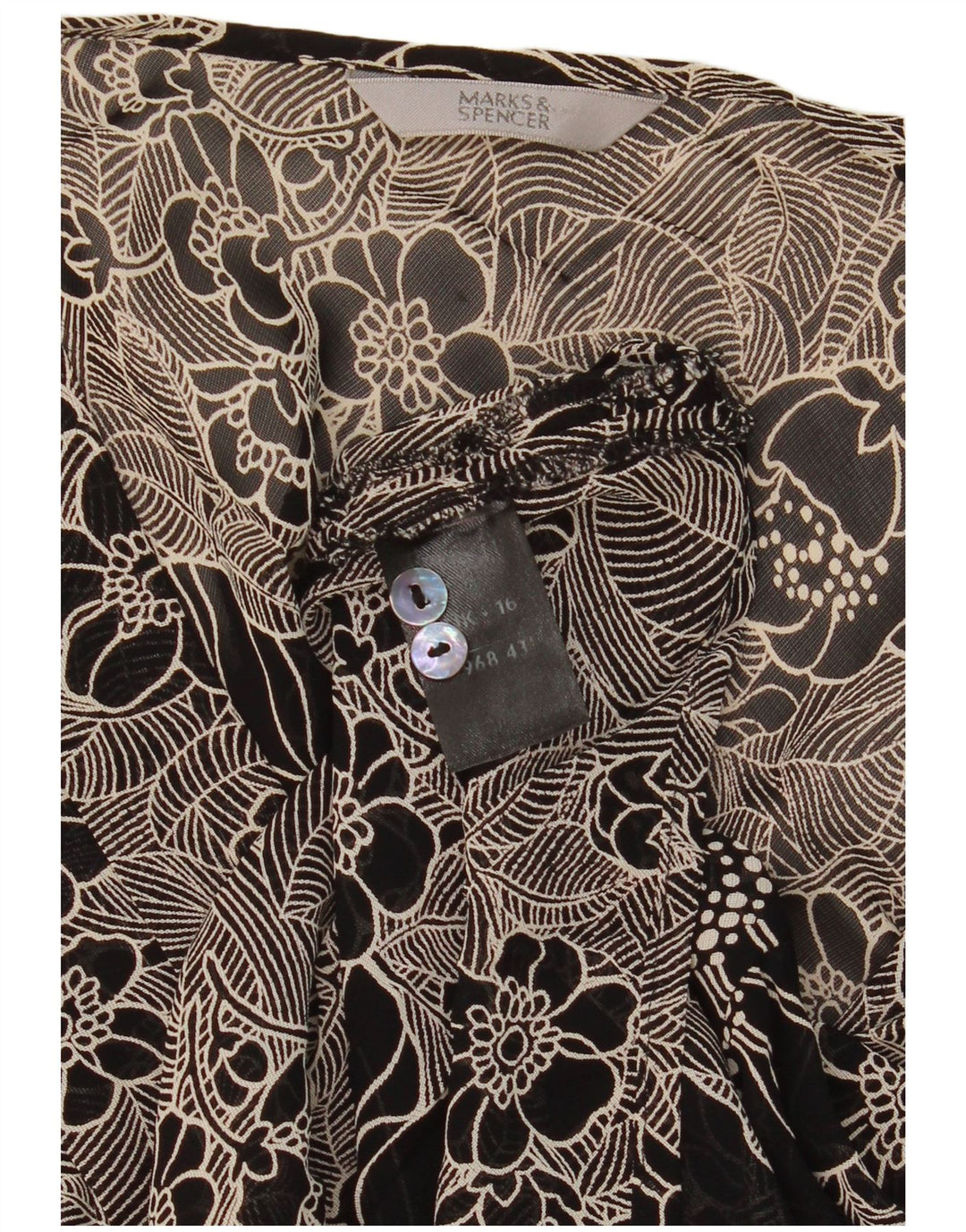 Marks & Spencer Γυναικεία Μπλούζα Τοπ UK 16 Large Black Floral