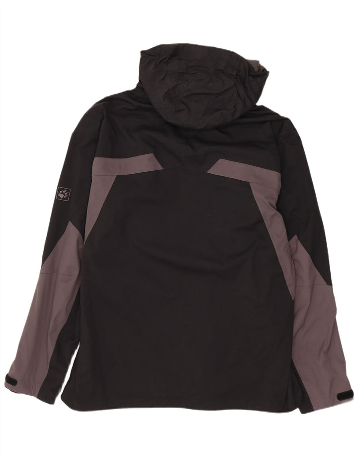 Ανδρικό μπουφάν βροχής με κουκούλα JACK WOLFSKIN UK 36/38 μεσαίο μαύρο χρώμα