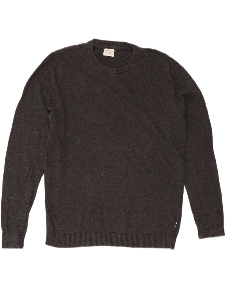 Jack & Jones Ανδρικό πουλόβερ με λαιμόκοψη μεσαίου γκρι βαμβακερό