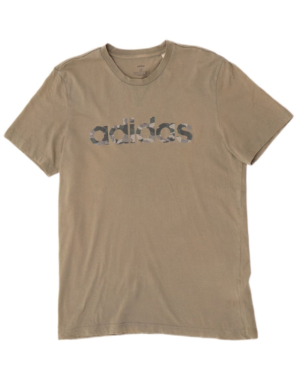 Ανδρικό γραφικό T-Shirt Adidas Top Medium Khaki Cotton