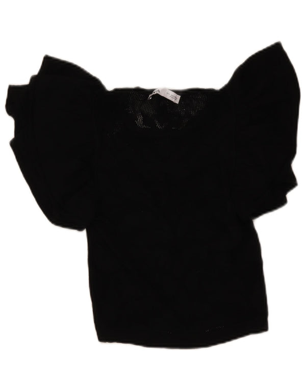 Zara Γυναικεία Πλεκτή Μπλούζα Τοπ UK 8 Small Black