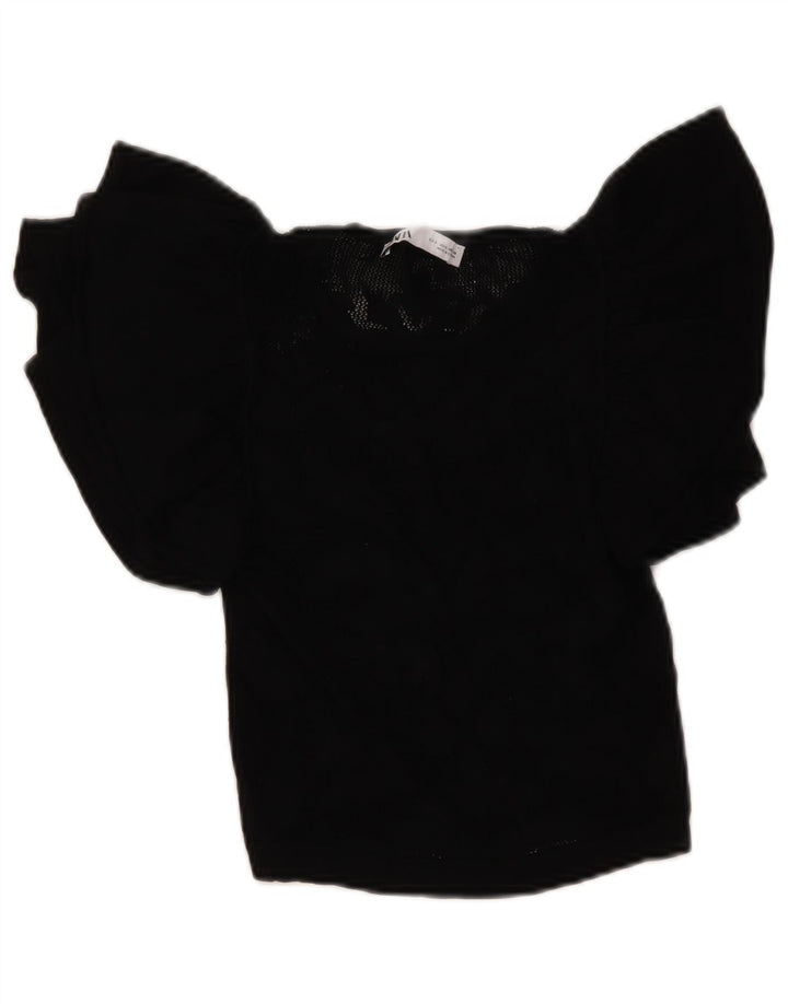 Zara Γυναικεία Πλεκτή Μπλούζα Τοπ UK 8 Small Black