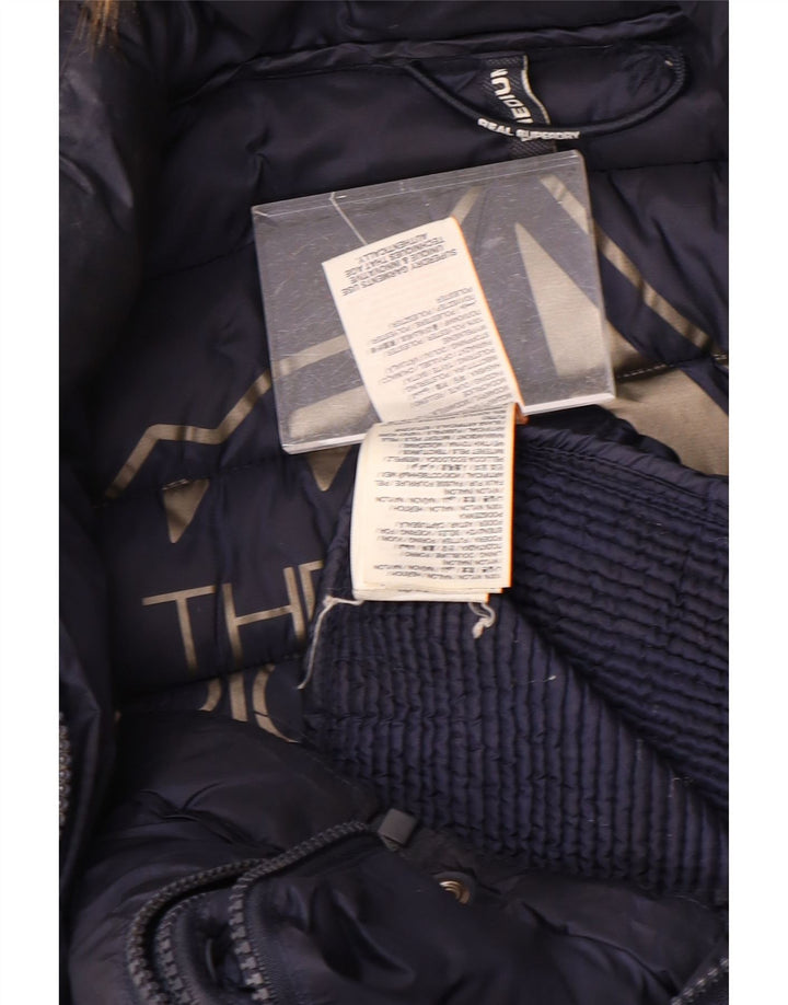 SUPERDRY Γυναικείο μπουφάν με κουκούλα UK 14 Medium Navy Blue Polyester