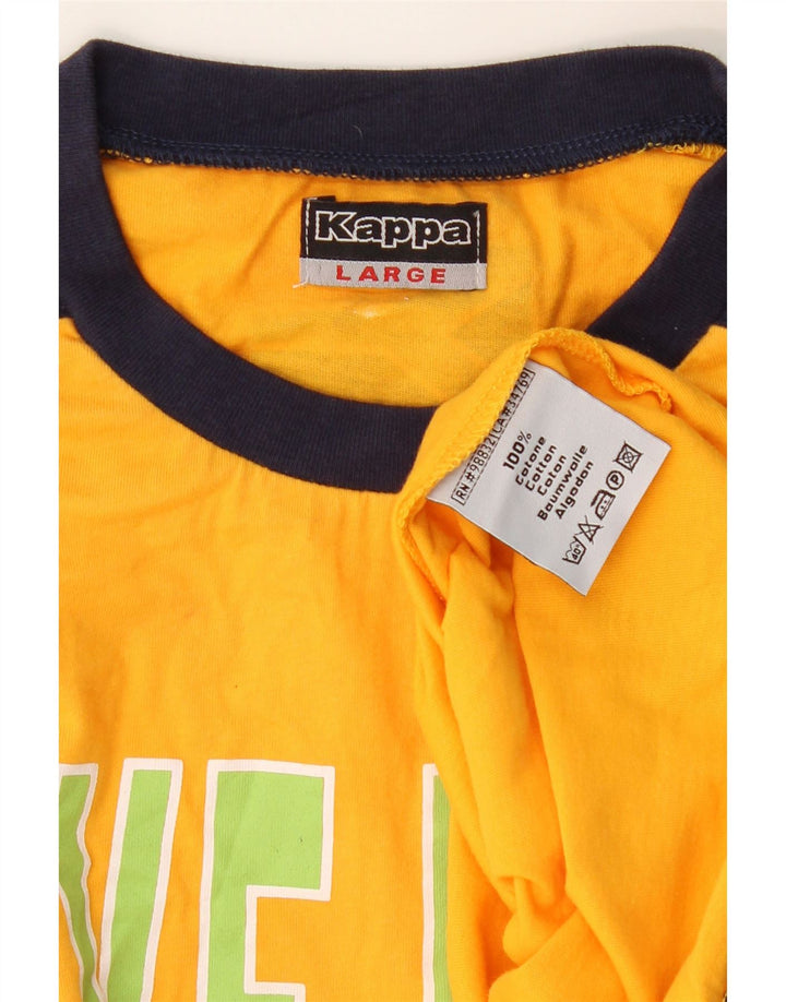 Ανδρικό γραφικό T-shirt KAPPA Top Large Yellow Colourblock Βαμβακερό