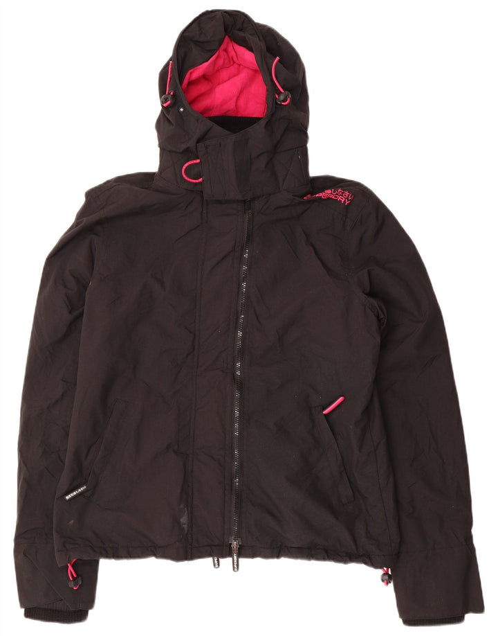 SUPERDRY Γυναικείο Windcheater με κουκούλα Windbreaker Jacket UK 14 Medium Black