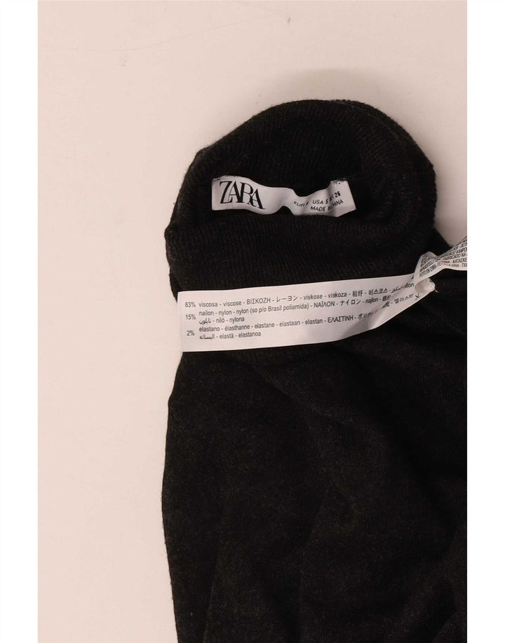 Zara Γυναικείο πουλόβερ με ρολό λαιμόκοψη UK 8 Small Grey Viscose