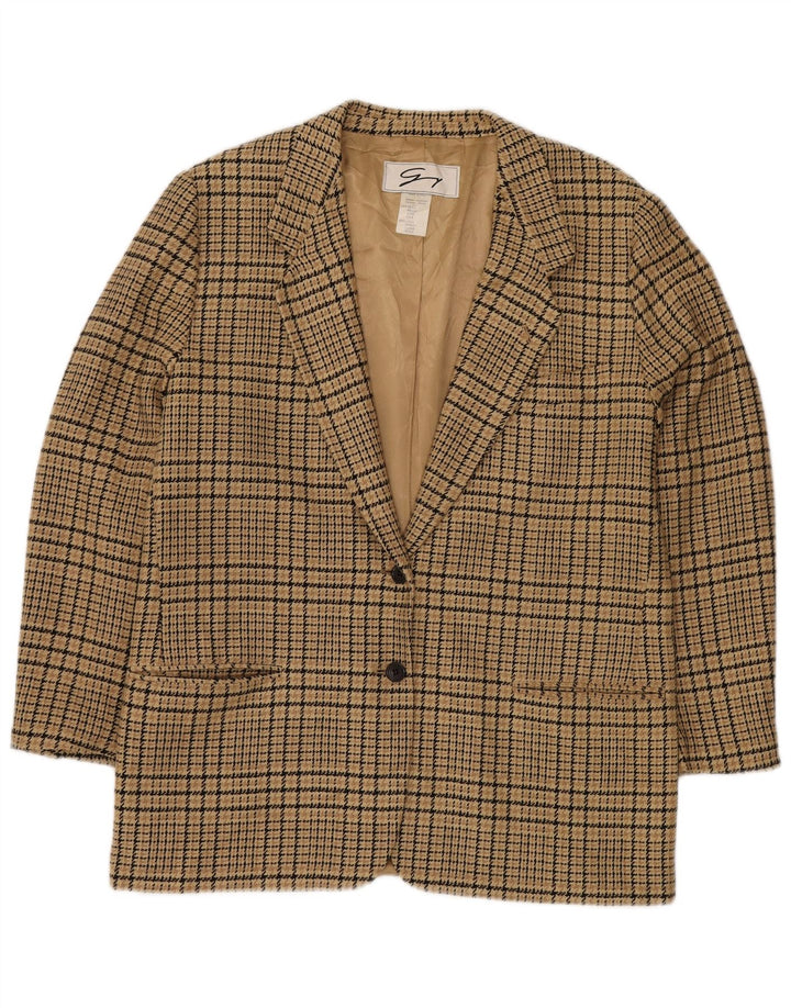 GENNY Γυναικείο σακάκι 2 κουμπιών US 14 XL Beige Check Silk