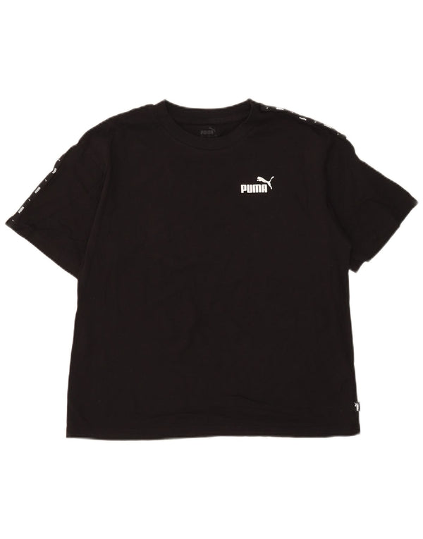 Γυναικείο γραφικό μπλουζάκι Puma Crop Top UK 14 Μεσαίο μαύρο βαμβακερό