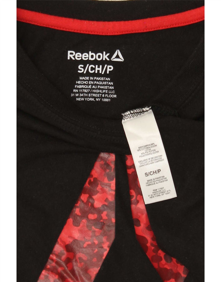 Ανδρικό γραφικό T-Shirt Reebok Top Μικρό μαύρο βαμβακερό