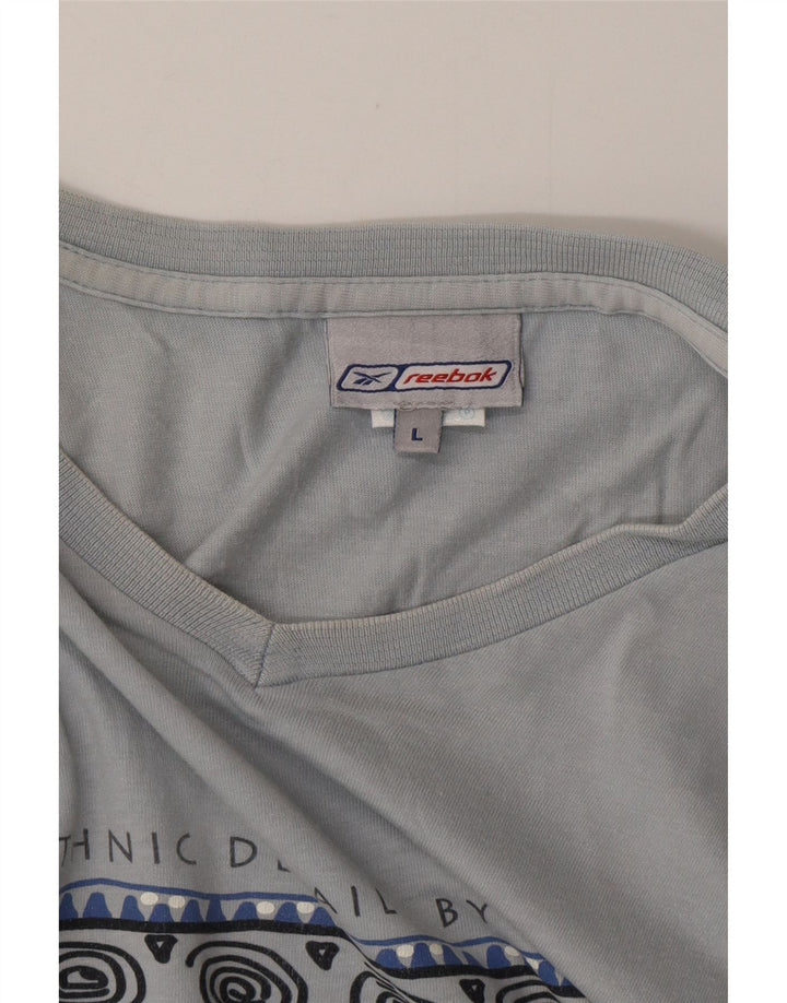 REEBOK Ανδρικό γραφικό T-Shirt Top μεγάλο μπλε βαμβακερό