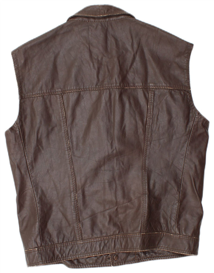Vintage Ανδρικό Δερμάτινο Gilet UK 36 Small Brown