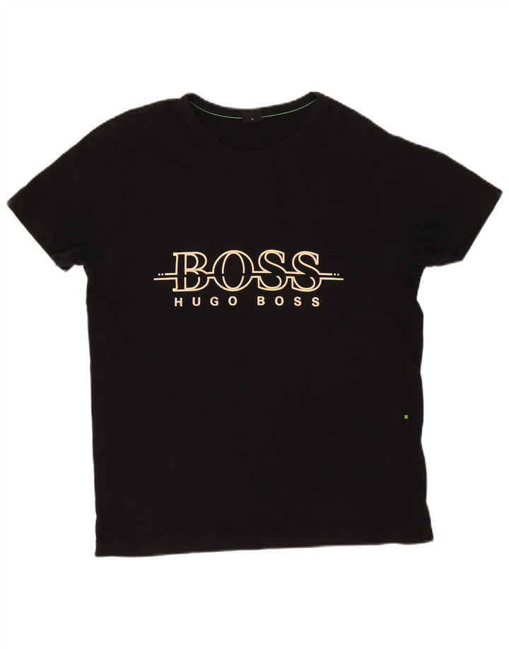 Ανδρικό γραφικό T-Shirt Hugo Boss Τοπ μεσαίο μαύρο βαμβακερό