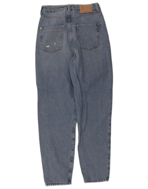 Zara Womens Distressed Tapered Jeans EU 34 2XS W24 L26 Blue Cotton