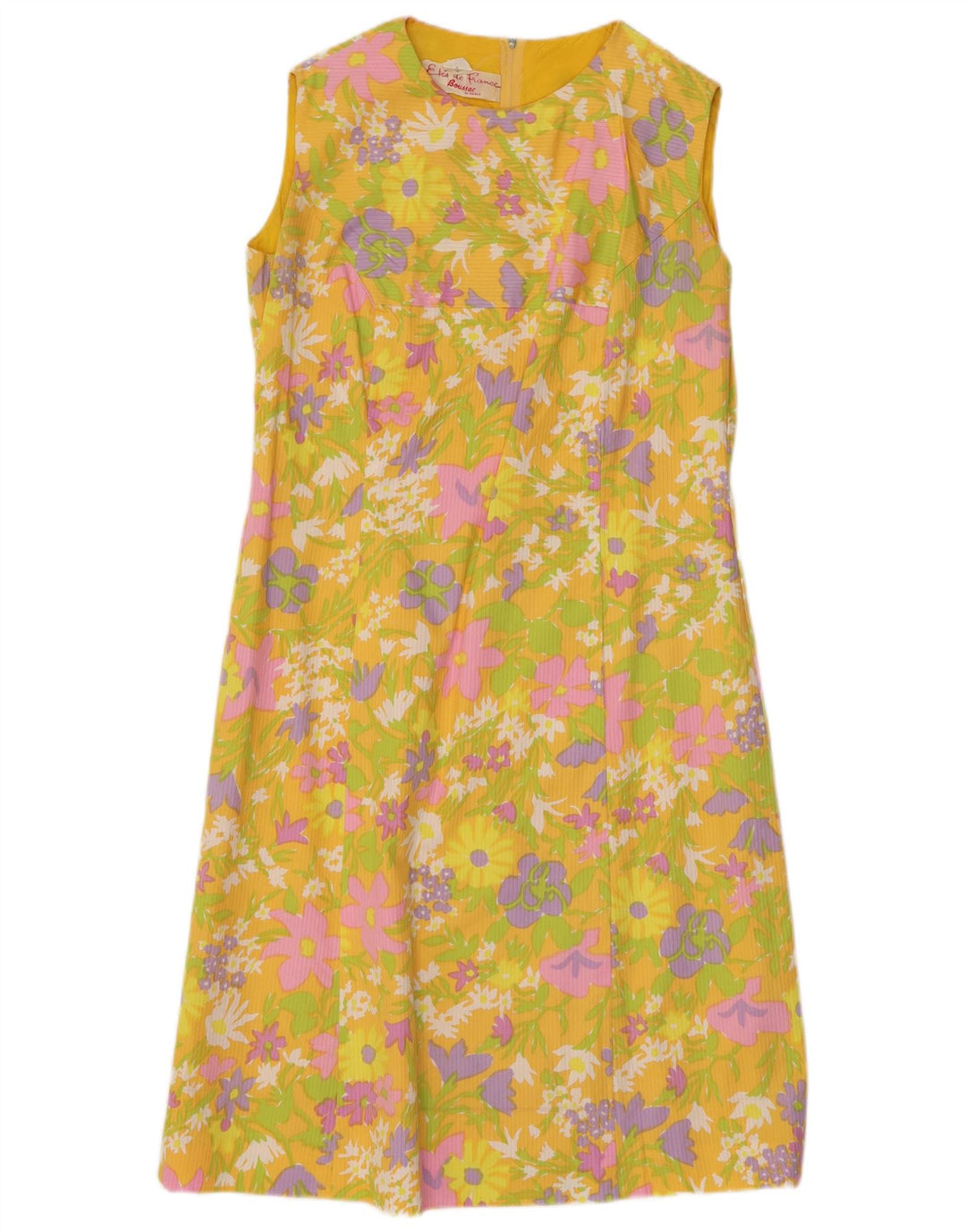 Γυναικείο αμάνικο φόρεμα BOUSSAC UK 14 Medium Yellow Floral