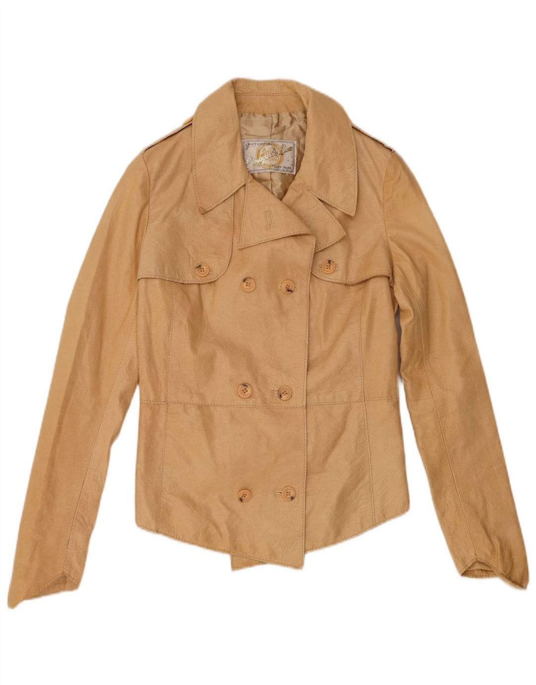 Vintage Γυναικείο Δερμάτινο Μπουφάν IT 42 Medium Beige Leather