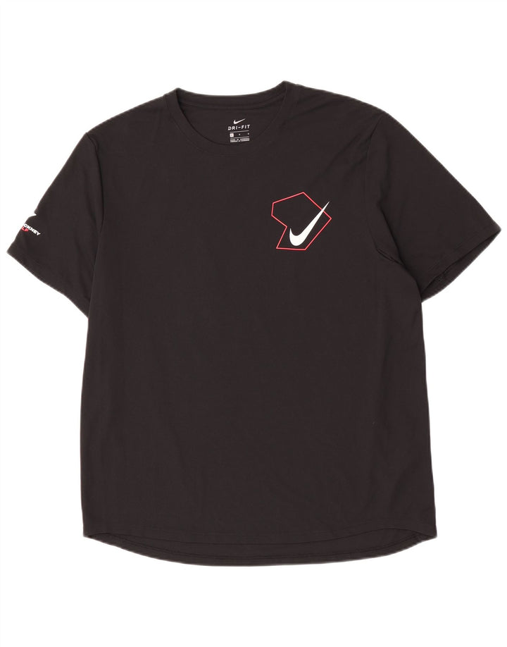 Ανδρικό γραφικό μπλουζάκι Nike Dri Fit, μαύρο πολυεστέρα