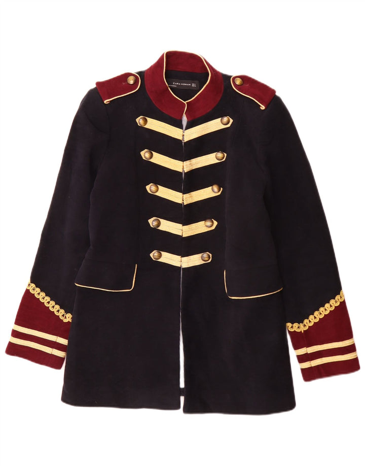 Zara Γυναικείο Military Blazer Jacket UK 14 Medium Navy Blue Colourblock