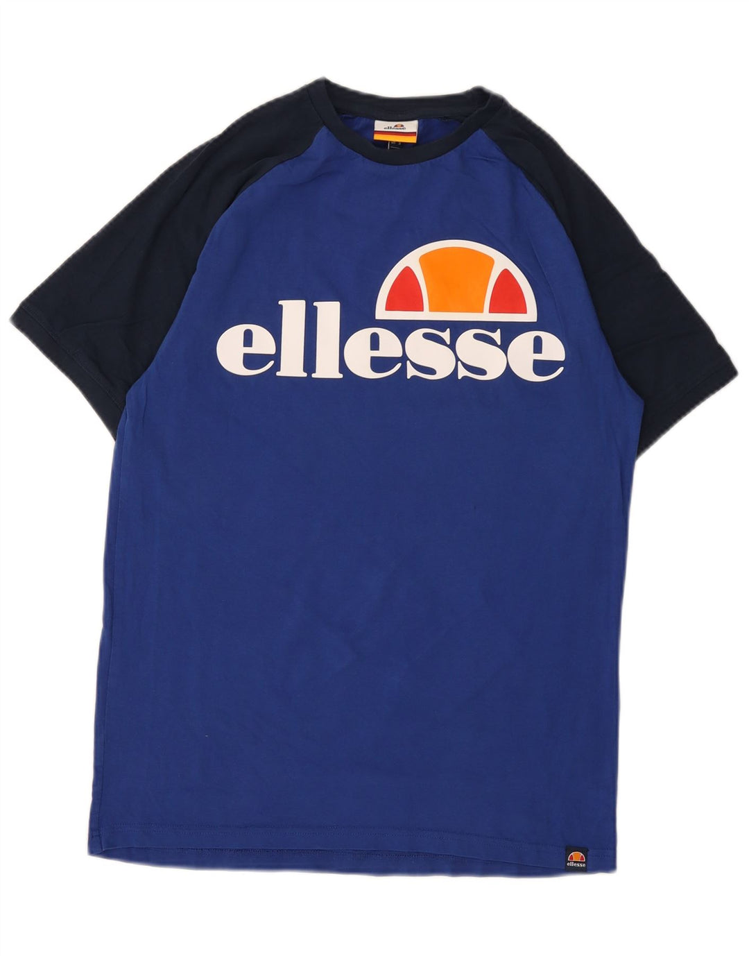 Ellesse Ανδρικό γραφικό T-Shirt Top Small Blue Colourblock Βαμβακερό