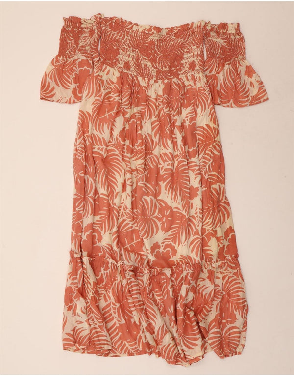 Γυναικείο φόρεμα εκτός ώμου PEPE JEANS UK 8 Μικρό ροζ φλοράλ βισκόζη